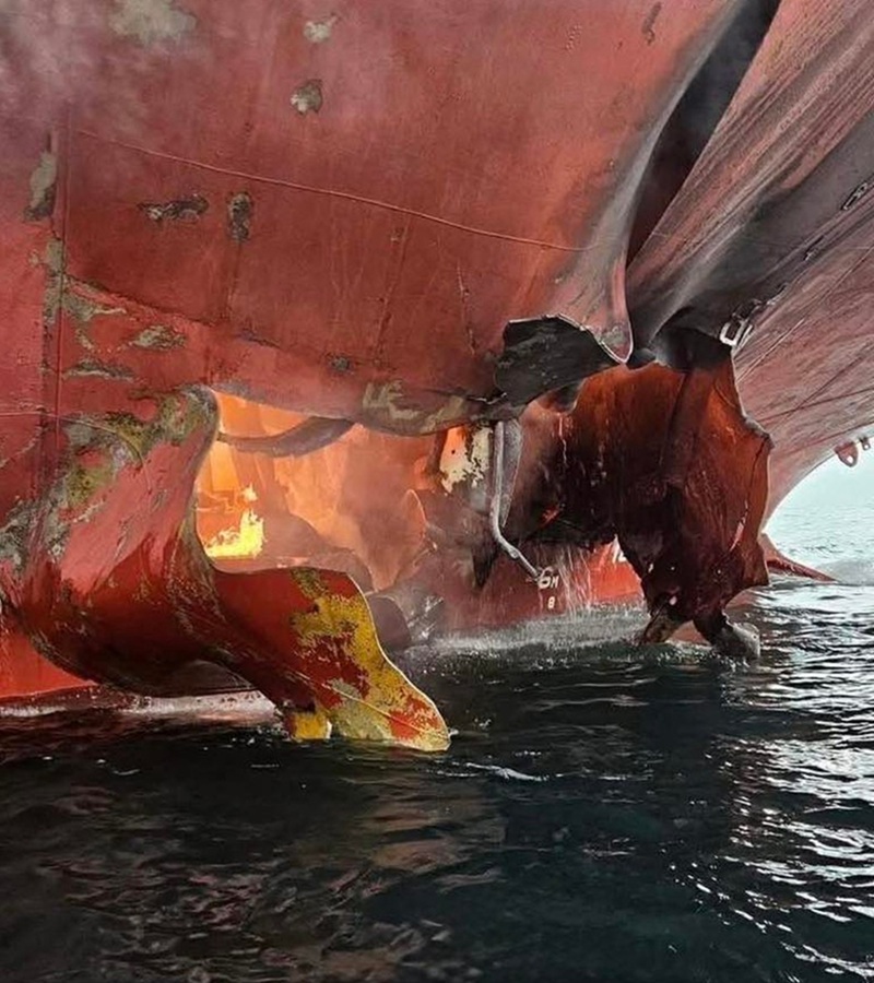 MAYUREE NAREE BANGKOK vessel ripped open by suspected Iranian mine while passing the Strait of Hormuz