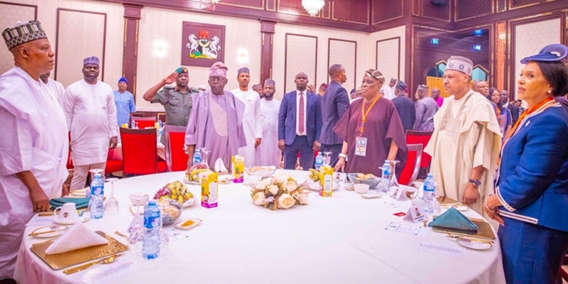 President Bola Ahmed Tinubu playing host to leaders of the Nigerian Press Organisation (NPO), Newspaper Proprietors Association of Nigeria (NPAN), Broadcasting Organisation of Nigeria (BON), Nigerian Guild of Editors, and the Nigerian Union of Journalists