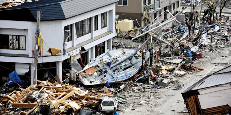 Aftermath of Japan earthquake and tsunami in 2011