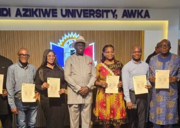 New Director of Information and Public Relations at Nnamdi Azikiwe University (UNIZIK), Aloysius Emeka Attah, with other appointees