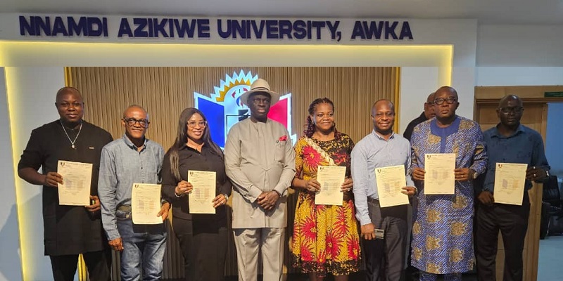 New Director of Information and Public Relations at Nnamdi Azikiwe University (UNIZIK), Aloysius Emeka Attah, with other appointees