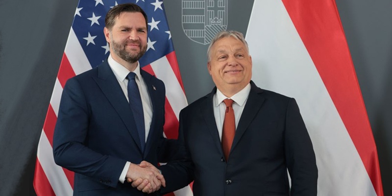U.S. Vice President J D Vance with the now ousted Hungarian Prime Minister, Viktor Orbán, during the former's recent visit ahead of the election