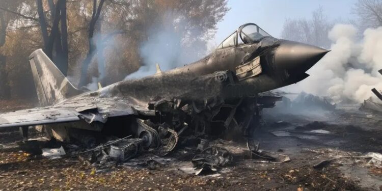 Destroyed fighter jet