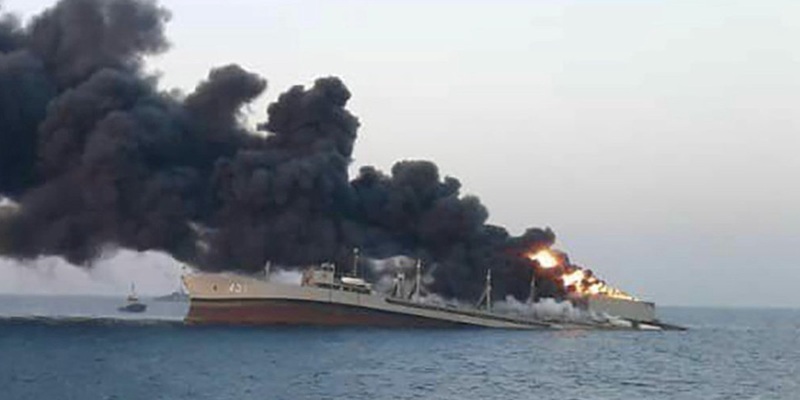 Iran's warship bombed by US/Israeli forces