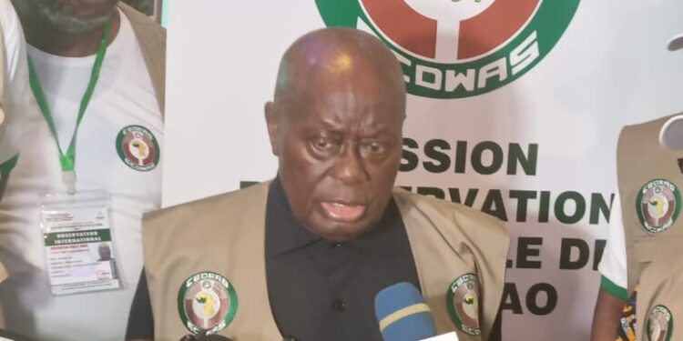 Head of ECOWAS Observation Mission for presidential election in Benin Republic, former Ghanaian President Nana Akufo-Addo addressing the press
