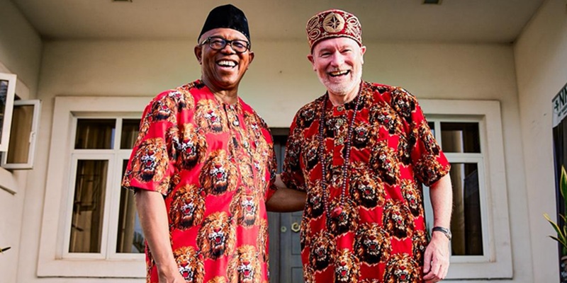 Peter Obi and the European Union Ambassador to Nigeria, His Excellency Gautier Mignot, sharing a hearty laughter at Onitsha, April 22, 2026