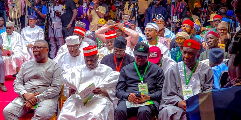 Rabiu Musa Kwankwaso, Peter Obi, former ADC chairman Okey Nwosu, others at the just concluded National Summit of Opposition Political Parties held in Ibadan, Saturday, April 25, 2026