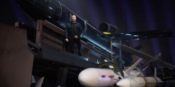 President Volodymyr Zelenskyy shows off one of Ukraine's ingenious equipment