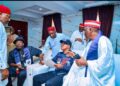 Peter Obi, Rabiu Musa Kwankwaso, Henry Seriake Dickson brainstorming with other NDC party stalwarts