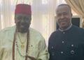 The Regent of Lorji Nwekeukwu Autonomous Community, Aboh Mbaise LGA, Dr. Ugorji Okechukwu Ugorji (Odoziobodo Mbaise) with Eze Imo and Chairman of Southeast Council of Traditional Rulers, HRM Eze Dr. E. C. Okeke, CFR.