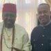 The Regent of Lorji Nwekeukwu Autonomous Community, Aboh Mbaise LGA, Dr. Ugorji Okechukwu Ugorji (Odoziobodo Mbaise) with Eze Imo and Chairman of Southeast Council of Traditional Rulers, HRM Eze Dr. E. C. Okeke, CFR.