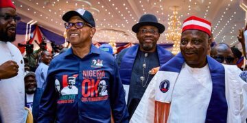 Peter Obi, Rabiu Musa Kwankwaso, Henry Seriake Dickson at the NDC Convention
