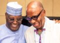 Atiku Abubakar consoles Chibuike Rotimi Amaechi after edging him out at the ADC primary election
