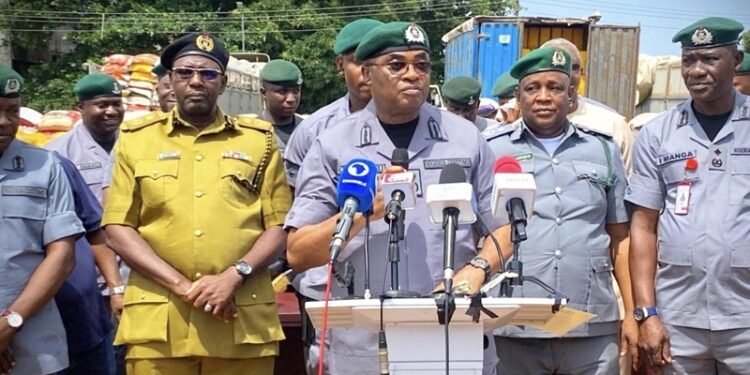The Nigeria Customs Service Comptroller Gambo Aliyu addressing newsmen