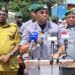 The Nigeria Customs Service Comptroller Gambo Aliyu addressing newsmen