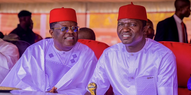Paste and present Ebonyi State Governors, Dave Umahi (L) and Francis Nwifuru (R)