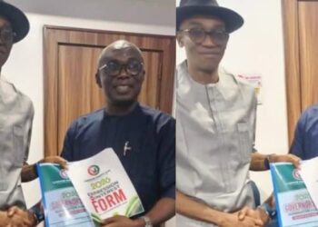 Hon. Ceekay Igara receives Labour Party’s nomination form from factional chairman, Barrister Julius Abure