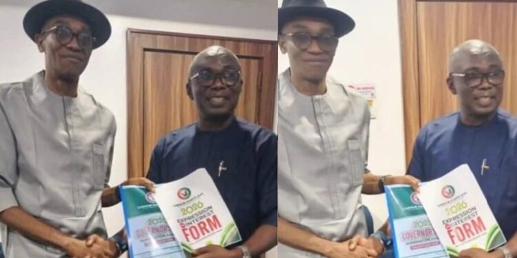 Hon. Ceekay Igara receives Labour Party’s nomination form from factional chairman, Barrister Julius Abure
