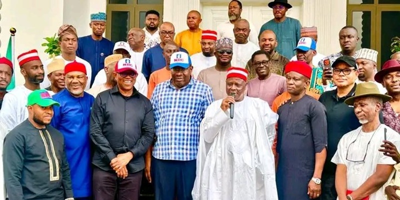 23 members of the House of Representatives that defected to the African Democratic Congress (ADC) formally received by Peter Obi, Rabiu Kwankwaso, and Senator Seriake Dickson, others