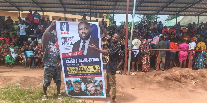 Caleb Okeke-Enyobi, widely known as Nkan'uzu Anaedo, campaign stand during the Nigeria Democratic Congress (NDC) legislative primary elections held on Friday, May 29, 2026