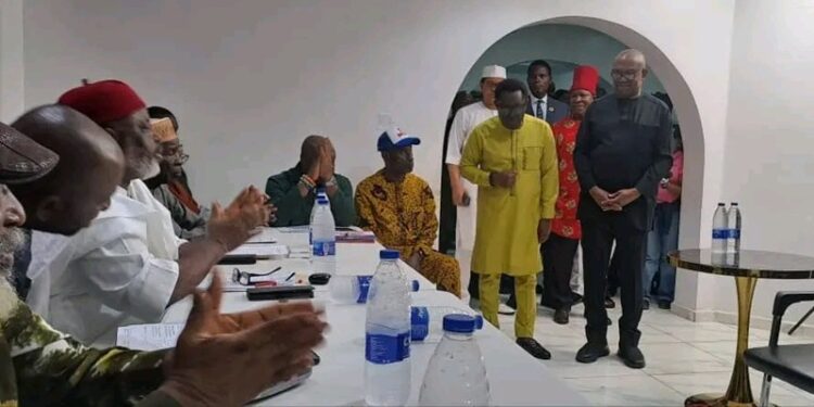 Peter Obi at the National Democratic Congress (NDC) headquarters for his official screening