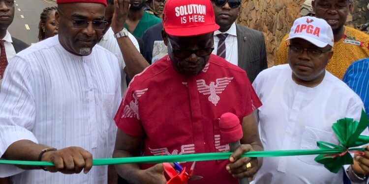 Anambra State Governor Charles Chukwuma Soludo commissioning Ichida Road