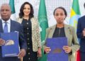 Minister of Foreign Affairs, Bianca Odumegwu‑Ojukwu, Ethiopia’s Minister of Foreign Affairs, H.E. Gedion Timothewos, Nigeria’s Attorney General and Minister of Justice, Prince Lateef Fagbemi, and Ethiopia’s Justice Minister, Hanna Arayaselassie, sign Transfer of Sentenced Persons Agreement