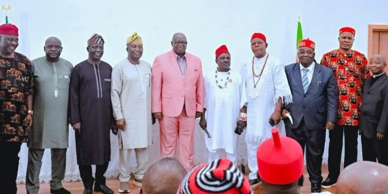 Plateau State Governor Caleb Manasseh Mutfwang with members of the Igbo community