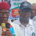 Anambra State Chairman of APC, Chief Ifeanyi Osegbo, delivering his inaugural address on assumption of office at the party's secretariat in Awka