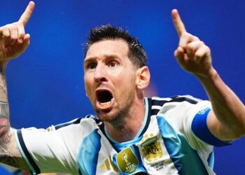 Lionel Messi of Argentina celebrates as his team sends Egypt packing from World Cup