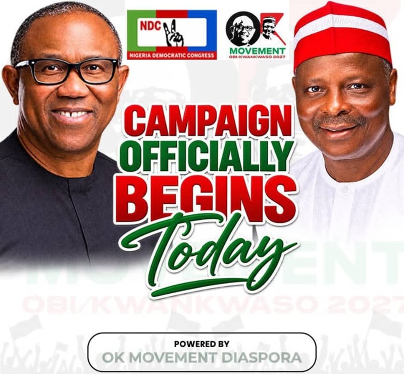 Peter Obi, Rabiu Musa Kwankwaso campaign banner powered by OK Movement Diaspora