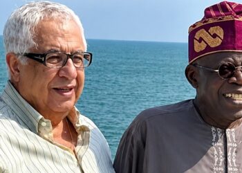 President Bola Ahmed Tinubu with Gilbert Chagoury on a sea sightseeing