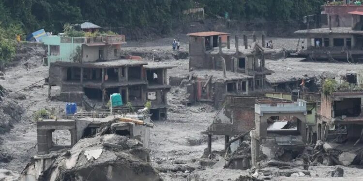 Some areas in Nepal were turned into swamps