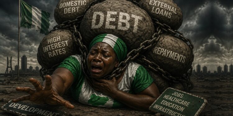 Image of Nigeria nder suffocating with debt under President Bola Ahmed Tinubu