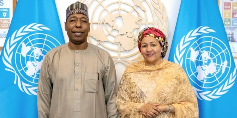 Borno State Governor, Babagana Umara Zulum, during a courtesy visit to the UN Deputy Secretary-General, Amina J Mohammed, in New York