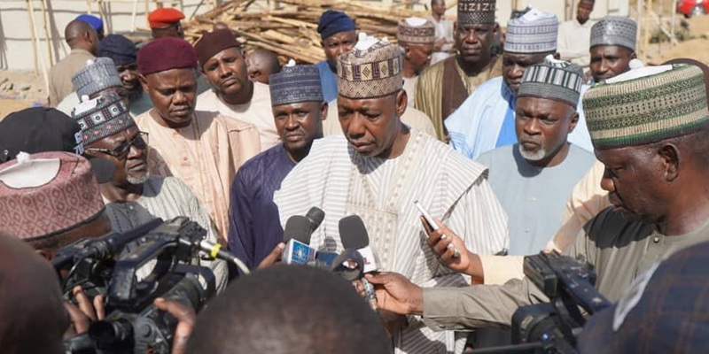Governor Babagana Zulum addressing newsmen over questions of insecurity in the state