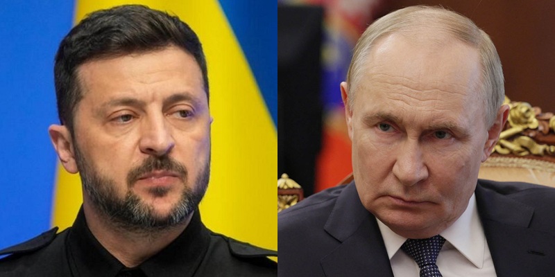 Ukrainian President Volodymyr Zelenskyy | Russia's President Vladimir Putin