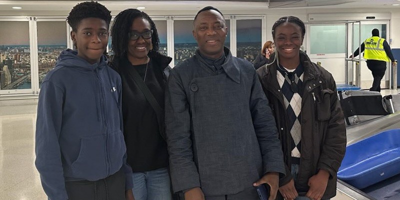 Omoyele Sowore with his family in New Jersey, United States, in 2024