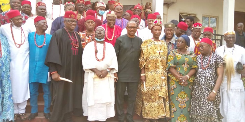Then outgoing Anambra State Governor Peter Obi with the state's traditional rulers