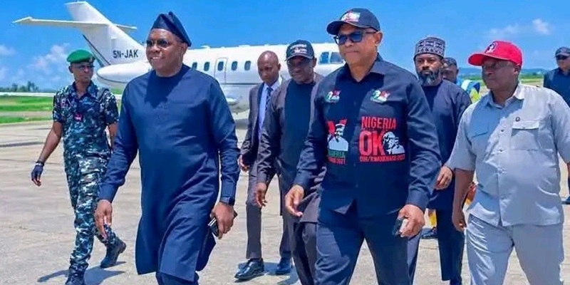 Peter Obi arrives Jos en route to Mangu in company of NDC State Officials