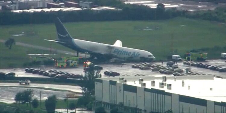 Prime Air Flight 7598 operated by Amazon struck multiple vehicles and caught fire while landing