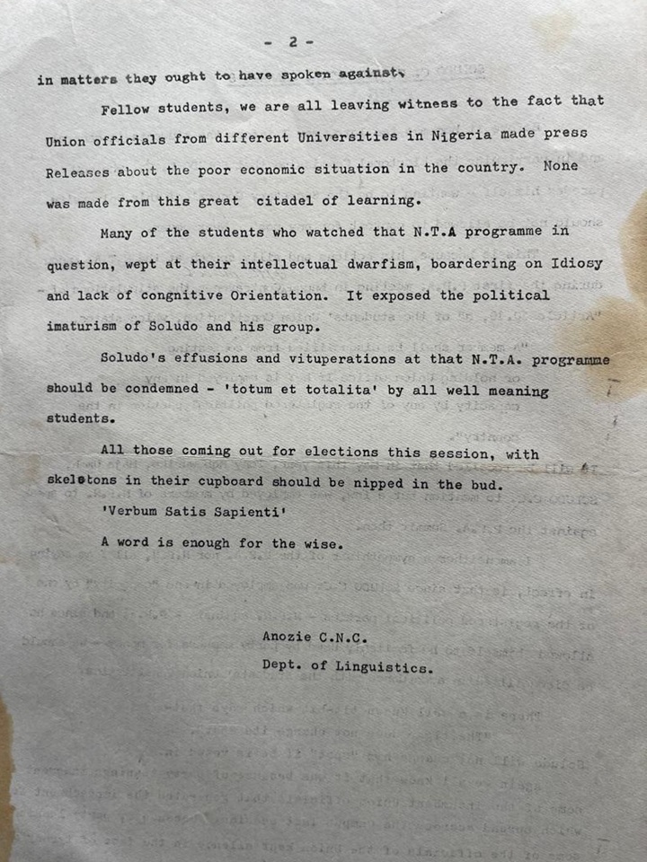 Decades-old archived document accuses Charles Chukwuma Soludo of immaturity, unruliness and pettiness