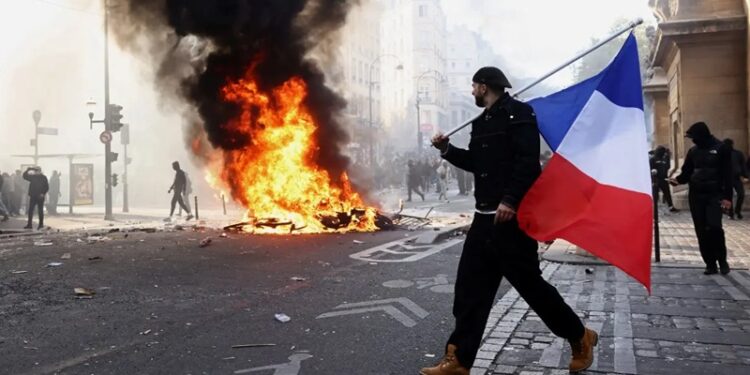 Protesters in the streets of France